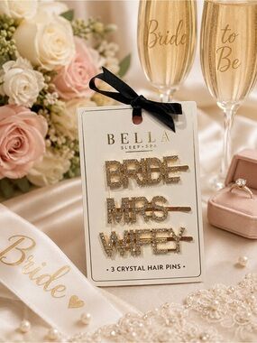 Bridal Crystal Hair Pins Set - Bride Mrs Wifey NWT